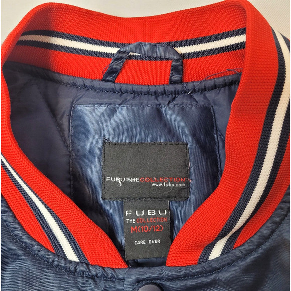 Vintage FUBU The Collection Basketball Varsity Puffer Jacket Button Down Boys - Picture 4 of 16